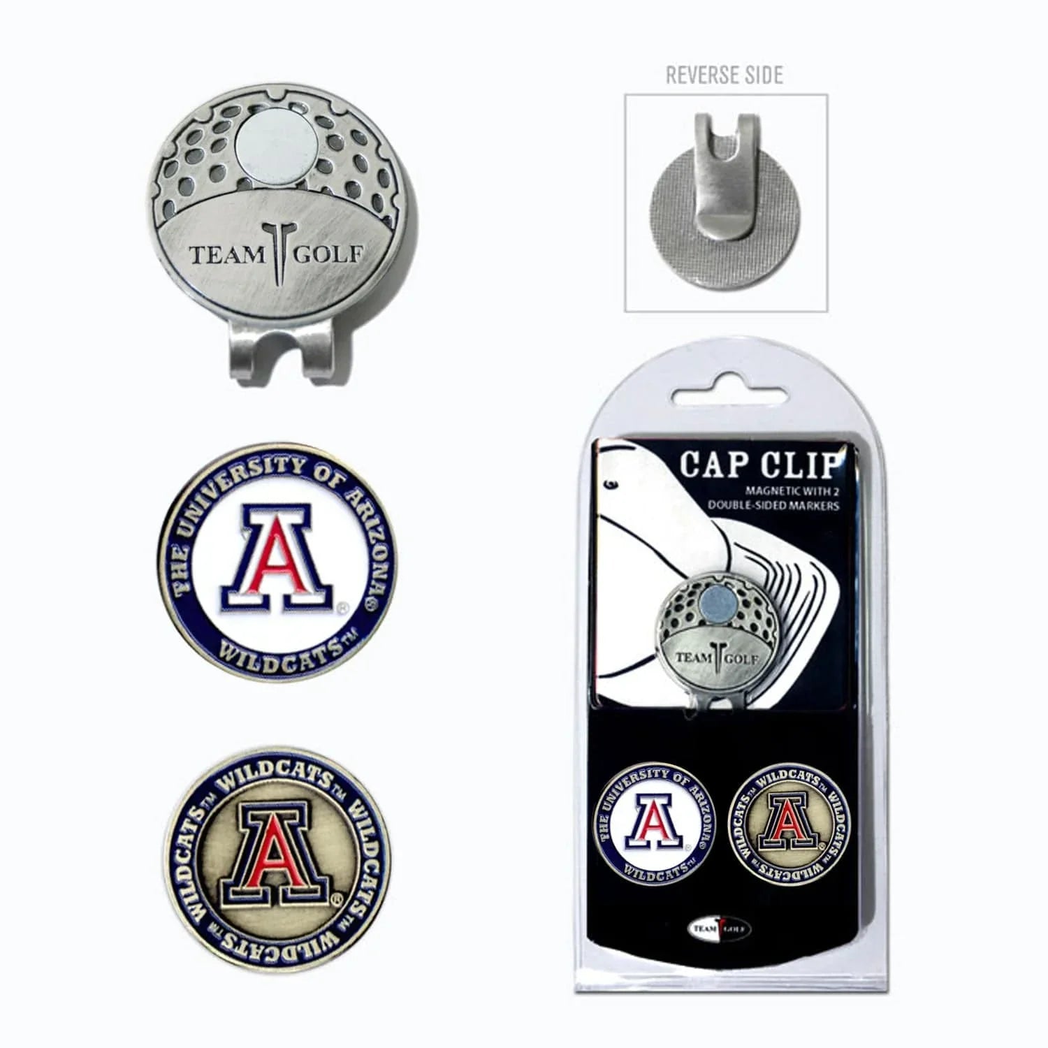 Arizona Wildcats Cap Clip With 2 Golf Ball Markers - 757 Sports Collectibles