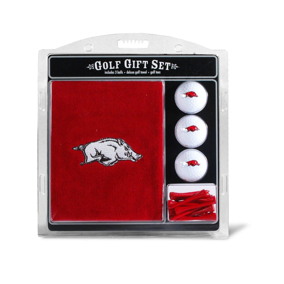 Arkansas Razorbacks Embroidered Golf Towel, 3 Golf Ball, And Golf Tee Set - 757 Sports Collectibles