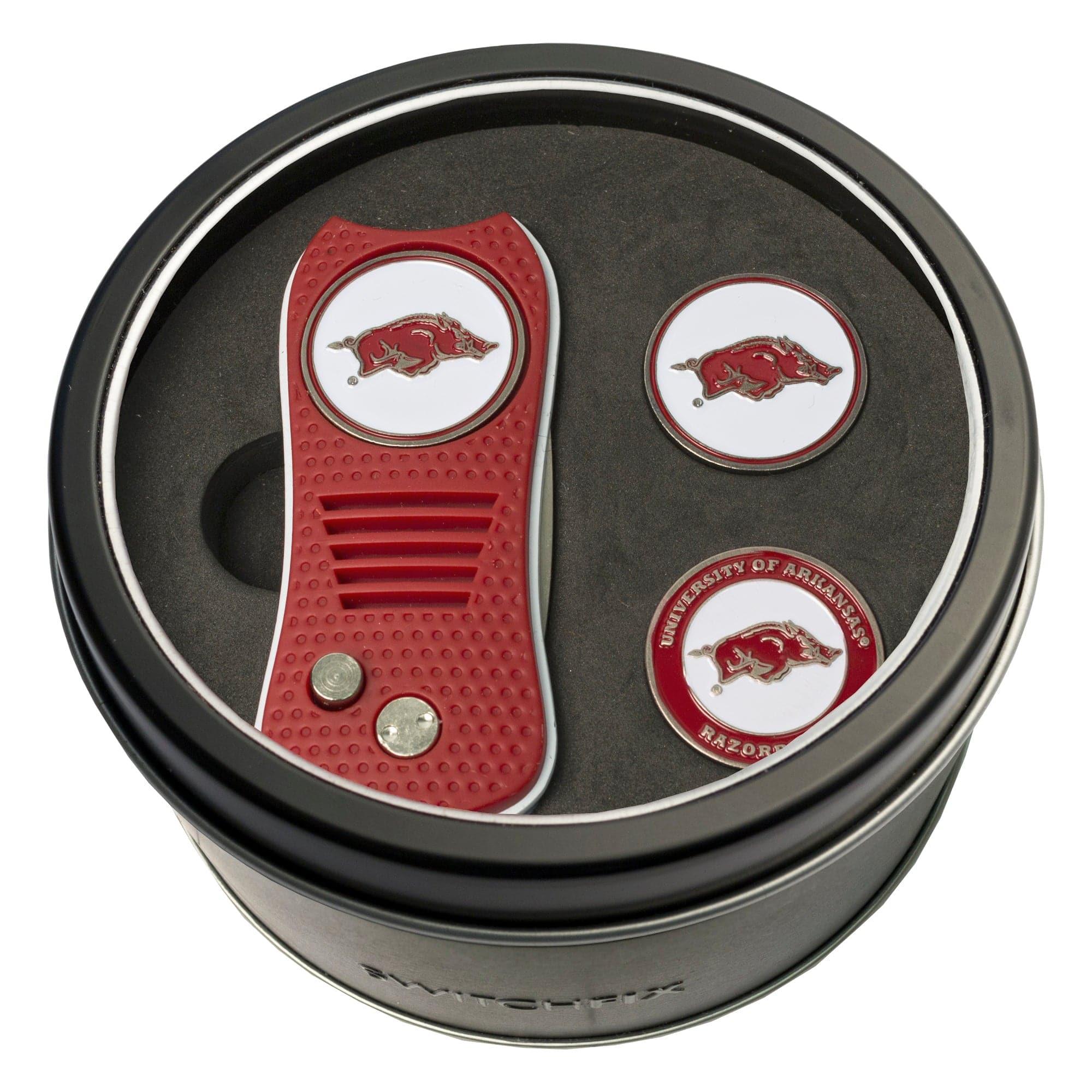 Arkansas Razorbacks Tin Set - Switchfix, 2 Markers - 757 Sports Collectibles