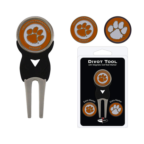 Clemson Tigers Divot Tool Pack With 3 Golf Ball Markers - 757 Sports Collectibles