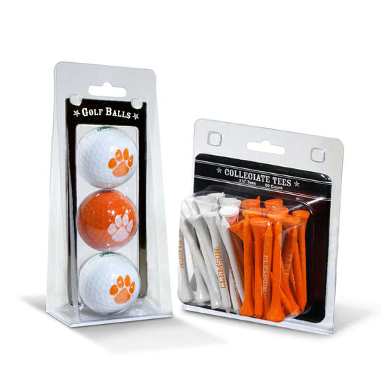 Clemson Tigers 3 Golf Balls And 50 Golf Tees - 757 Sports Collectibles