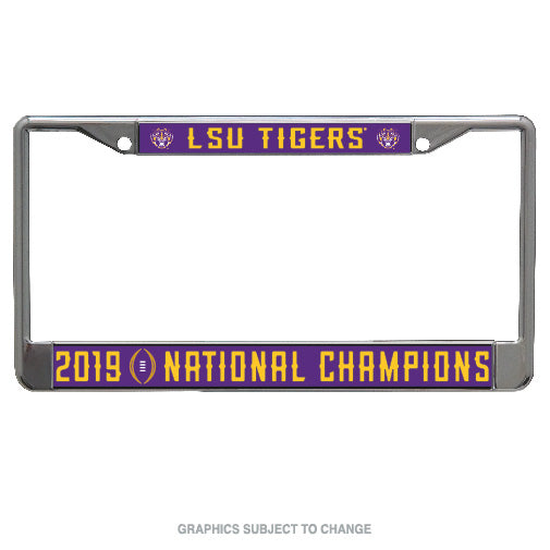 Louisiana State LSU Tigers 2019-2020 NCAA Football National Champions Mirrored Inlaid Laser Cut License Plate Frame