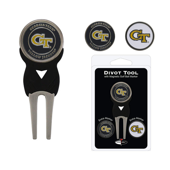 Georgia Tech Yellow Jackets Divot Tool Pack With 3 Golf Ball Markers - 757 Sports Collectibles