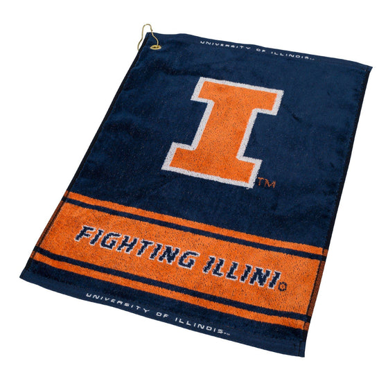 Illinois Fighting Illini Jacquard Woven Golf Towel - 757 Sports Collectibles