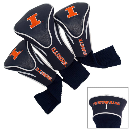 Illinois Fighting Illini 3 Pack Contour Head Covers - 757 Sports Collectibles