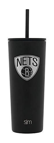 Simple Modern NBA Brooklyn Nets Licensed 24oz Tumbler Vacuum Insulated Laser Engraved Stainless Steel Travel Powder Coated Gift (CLSE-SF-24-MB-B-BKN) - 757 Sports Collectibles