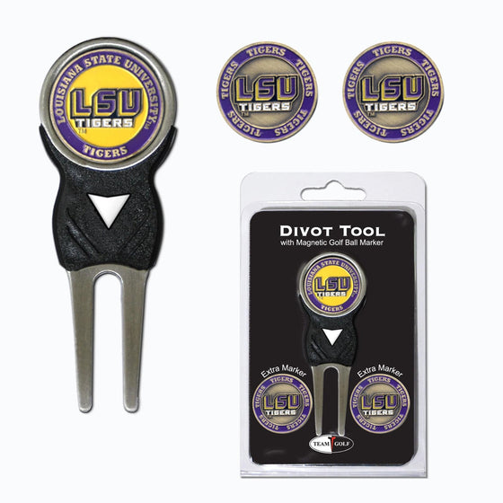 LSU Tigers Divot Tool Pack With 3 Golf Ball Markers - 757 Sports Collectibles