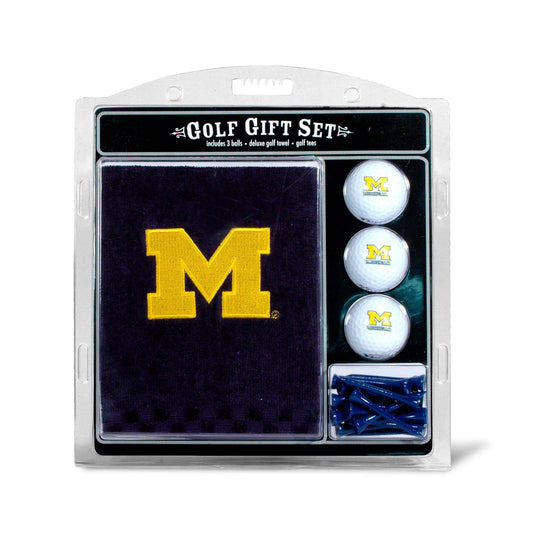 Michigan Wolverines Embroidered Golf Towel, 3 Golf Ball, And Golf Tee Set - 757 Sports Collectibles