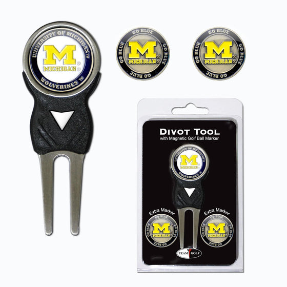 Michigan Wolverines Divot Tool Pack With 3 Golf Ball Markers - 757 Sports Collectibles