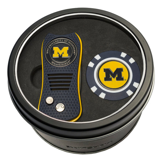 Michigan Wolverines Tin Set - Switchfix, Golf Chip - 757 Sports Collectibles