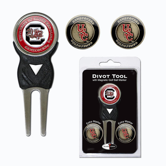 South Carolina Gamecocks Divot Tool Pack With 3 Golf Ball Markers - 757 Sports Collectibles
