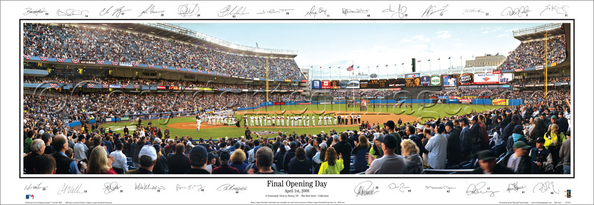 NY-232 Yankees Final Opening Day with facsimile signatures