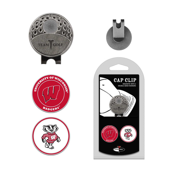 Wisconsin Badgers Cap Clip With 2 Golf Ball Markers - 757 Sports Collectibles