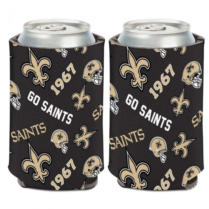 NEW ORLEANS SAINTS SCATTERPRINT CAN COOLER 12 OZ.