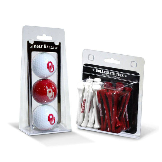 Oklahoma Sooners 3 Golf Balls And 50 Golf Tees - 757 Sports Collectibles