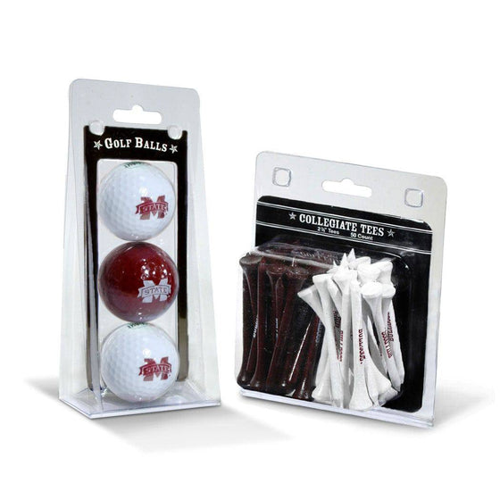 Mississippi State Bulldogs 3 Golf Balls And 50 Golf Tees - 757 Sports Collectibles