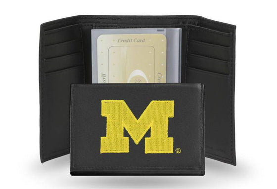 Michigan Wolverines Embroidered Leather Tri-Fold Wallet (CDG) - 757 Sports Collectibles