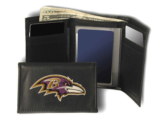 Baltimore Ravens Embroidered Leather Tri-Fold Wallet (CDG) - 757 Sports Collectibles