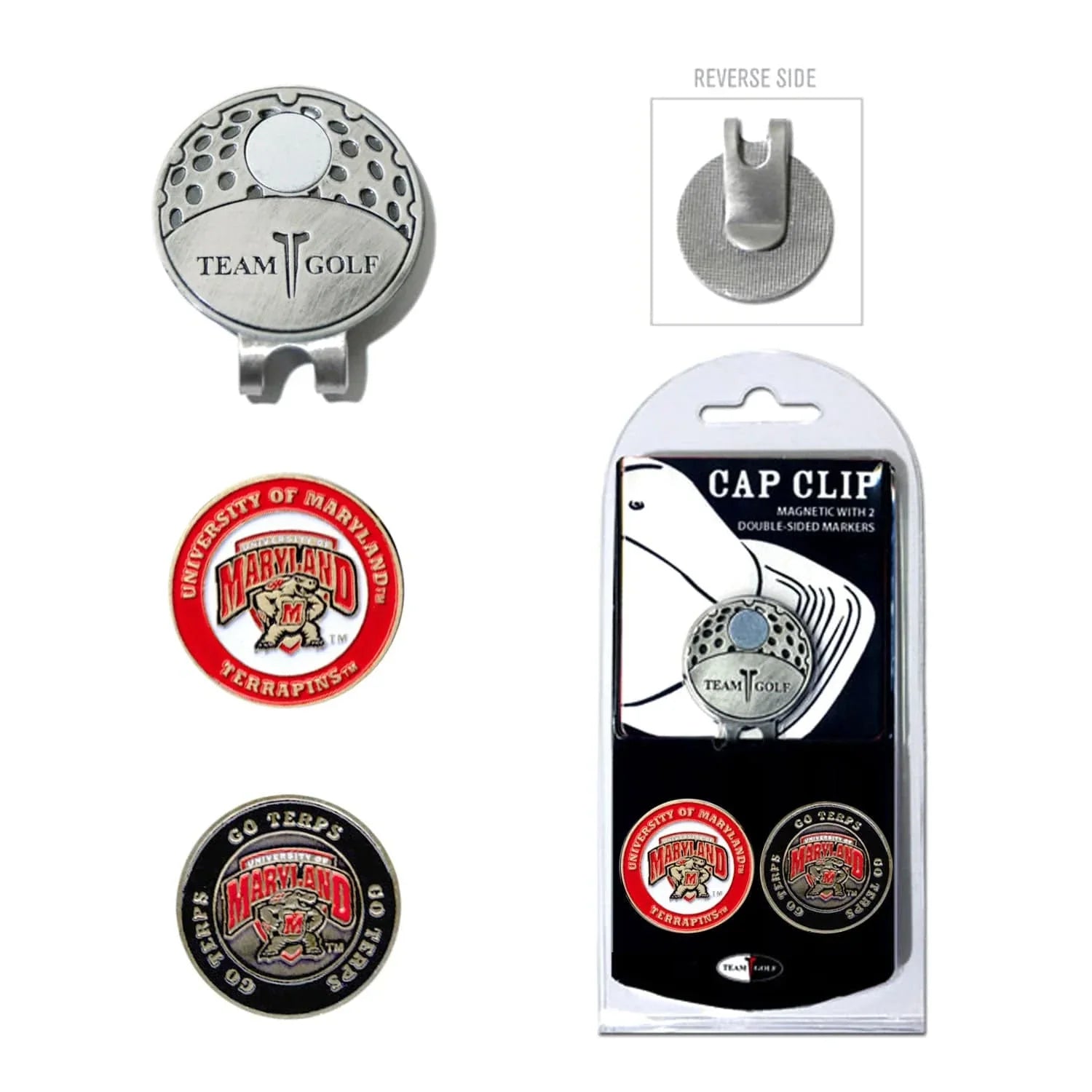 Maryland Terrapins Cap Clip With 2 Golf Ball Markers - 757 Sports Collectibles