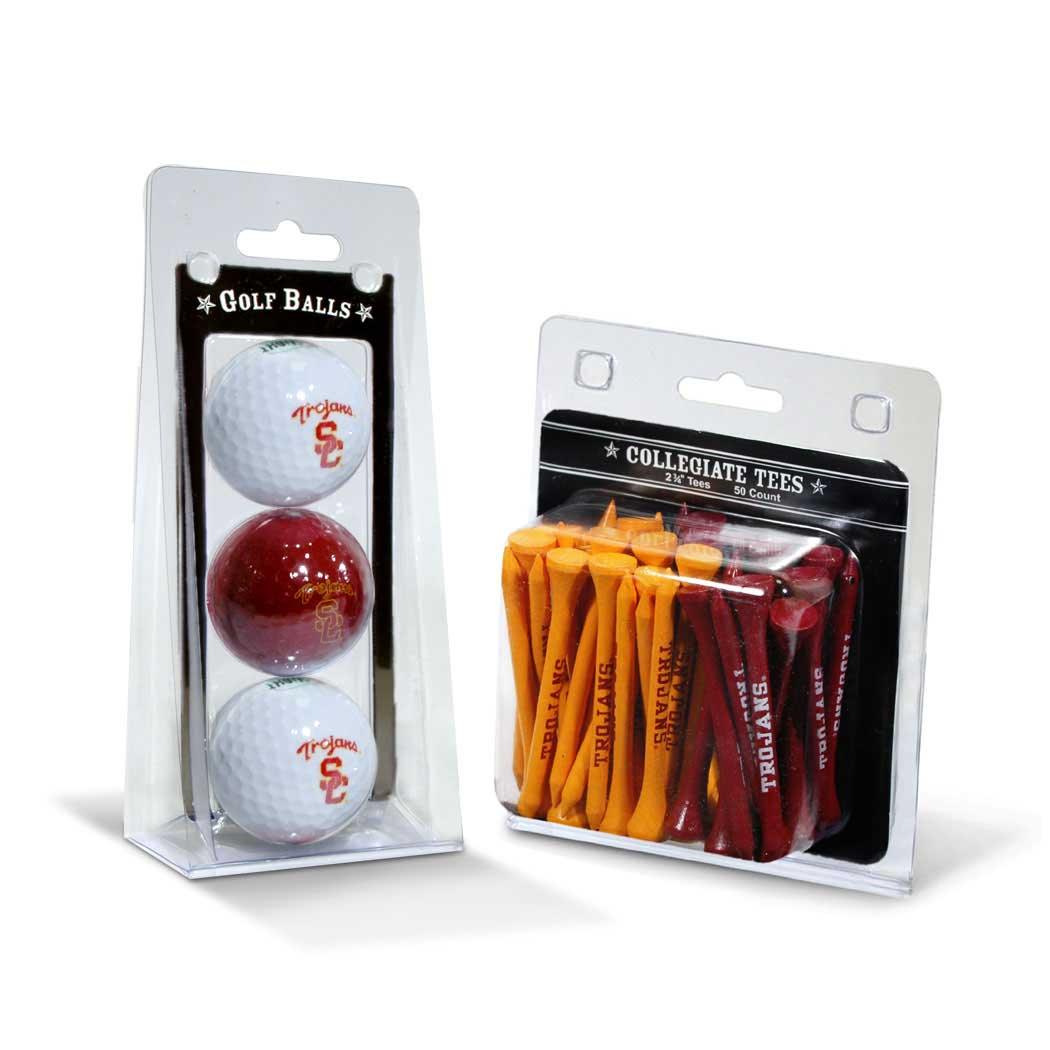 USC Trojans 3 Golf Balls And 50 Golf Tees - 757 Sports Collectibles
