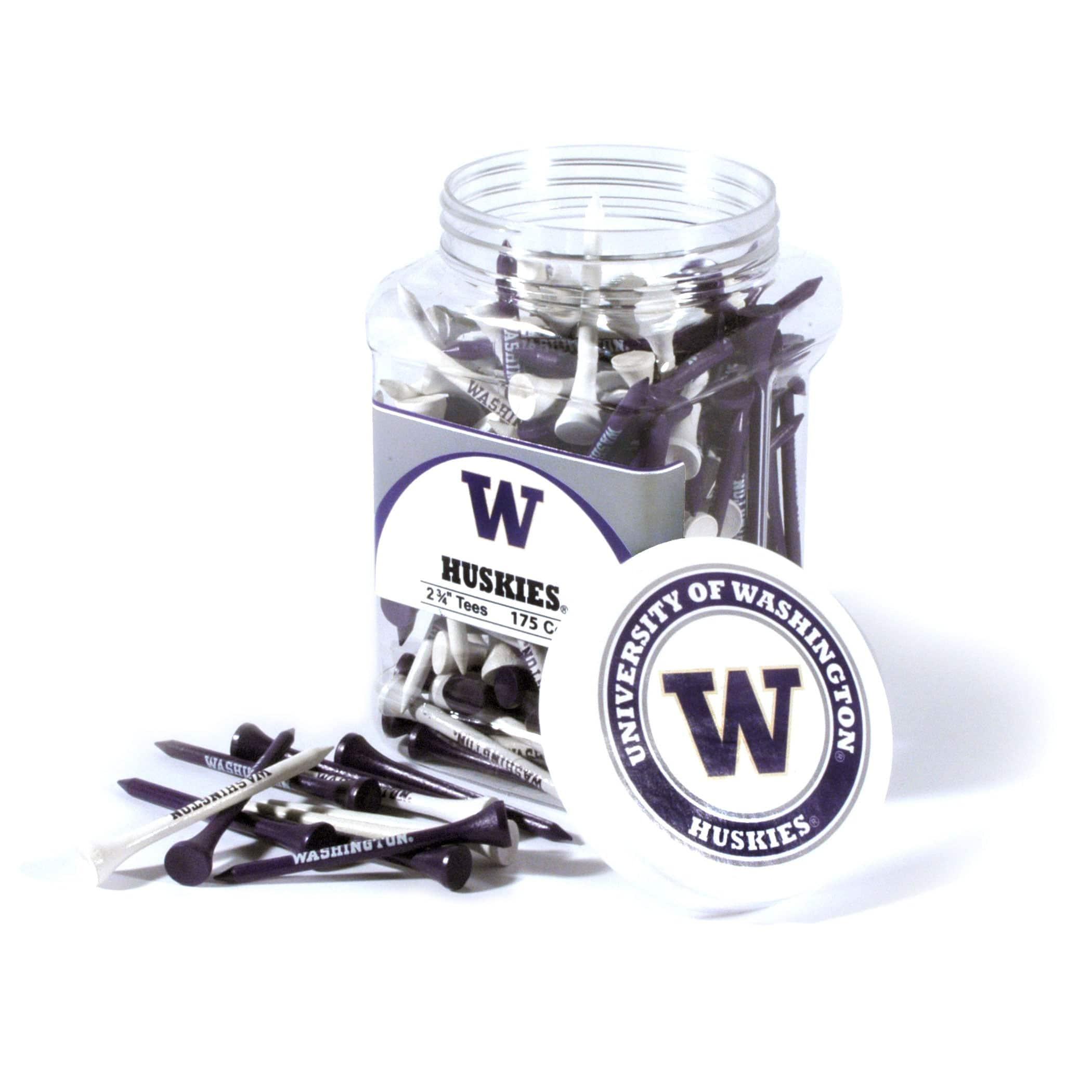 Washington Huskies Jar Of 175 Golf Tees - 757 Sports Collectibles