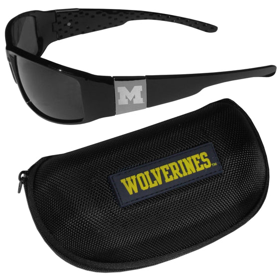 Michigan Wolverines Chrome Wrap Sunglasses and Zippered Carrying Case (SSKG) - 757 Sports Collectibles