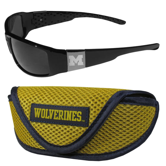 Michigan Wolverines Chrome Wrap Sunglasses and Sport Carrying Case (SSKG) - 757 Sports Collectibles
