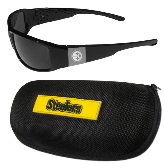 Pittsburgh Steelers Chrome Wrap Sunglasses and Zippered Carrying Case (SSKG) - 757 Sports Collectibles