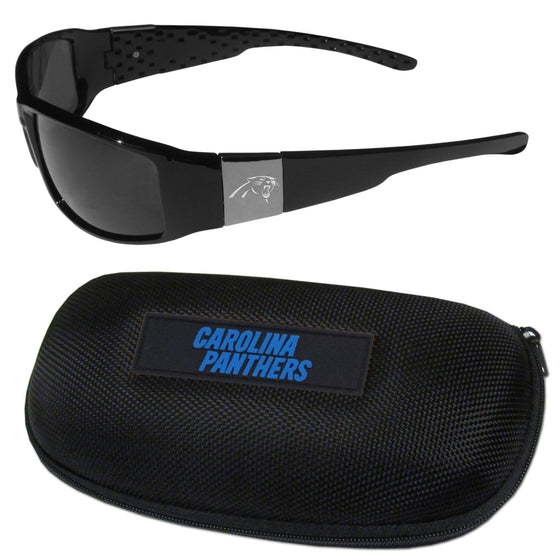 Carolina Panthers Chrome Wrap Sunglasses and Zippered Carrying Case (SSKG) - 757 Sports Collectibles