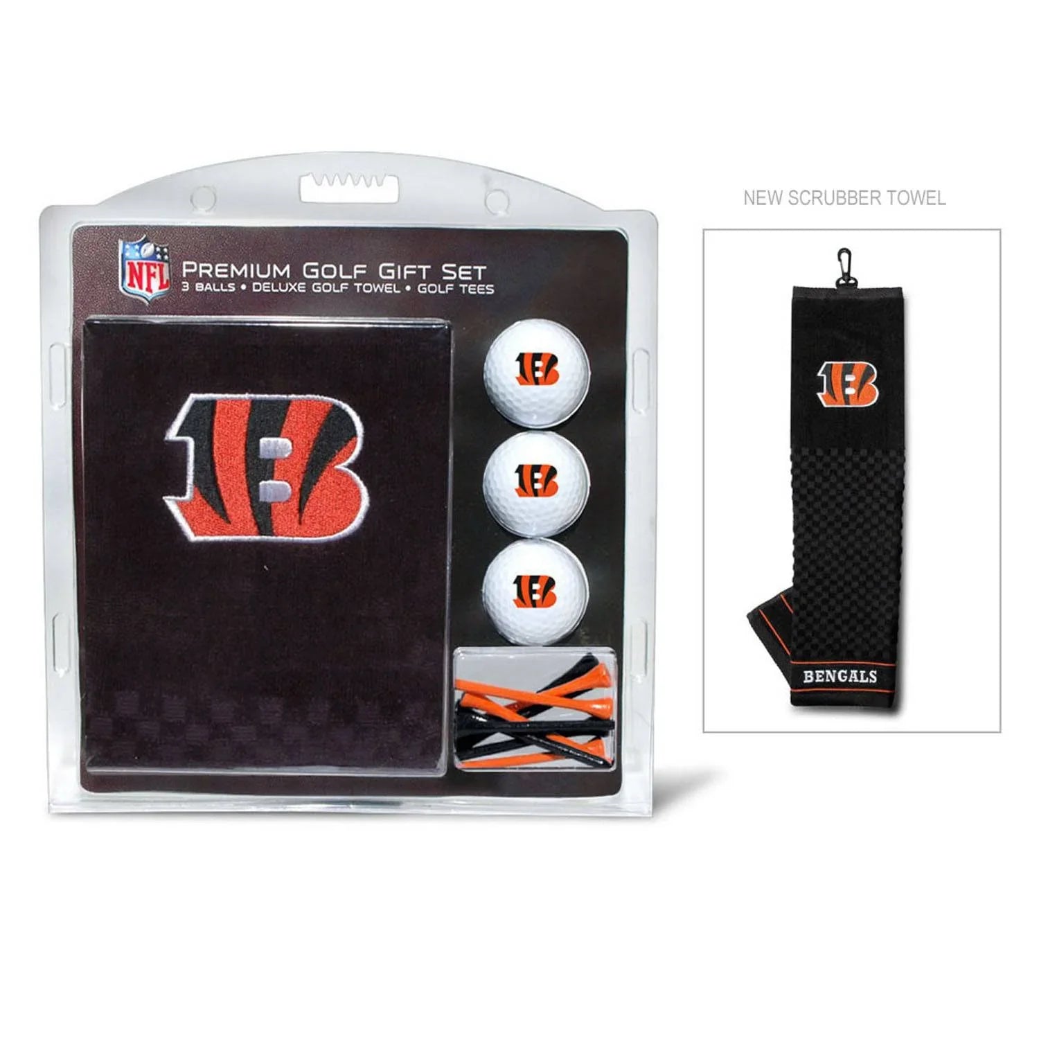 Cincinnati Bengals Embroidered Golf Towel, 3 Golf Ball, And Golf Tee Set - 757 Sports Collectibles