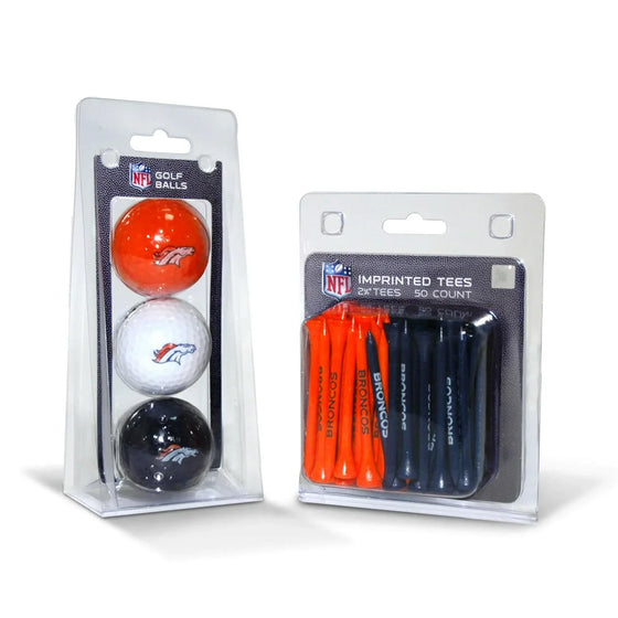 Denver Broncos 3 Golf Balls And 50 Golf Tees - 757 Sports Collectibles