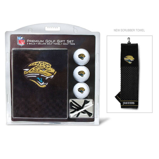 Jacksonville Jaguars Embroidered Golf Towel, 3 Golf Ball, And Golf Tee Set - 757 Sports Collectibles