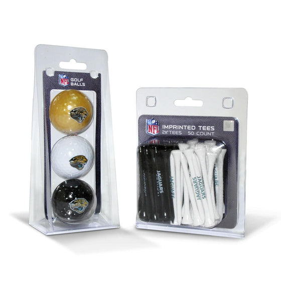 Jacksonville Jaguars 3 Golf Balls And 50 Golf Tees - 757 Sports Collectibles