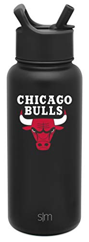 Simple Modern NBA Chicago Bulls 32oz Water Bottle with Straw Lid Insulated Stainless Steel Summit - 757 Sports Collectibles