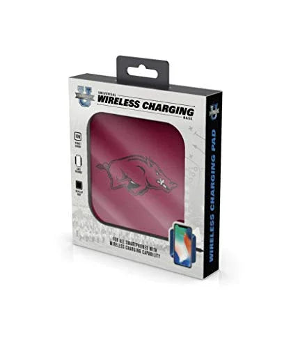 NCAA Arkansas Razorbacks Wireless Charging Pad, White - 757 Sports Collectibles