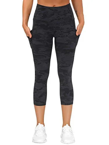 THE GYM PEOPLE Thick High Waist Yoga Pants with Pockets, Tummy Control Workout Running Yoga Leggings for Women (Large, Z-Capris Camo) - 757 Sports Collectibles