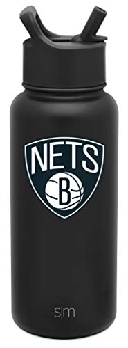 Simple Modern NBA Brooklyn Nets 32oz Water Bottle with Straw Lid Insulated Stainless Steel Summit - 757 Sports Collectibles