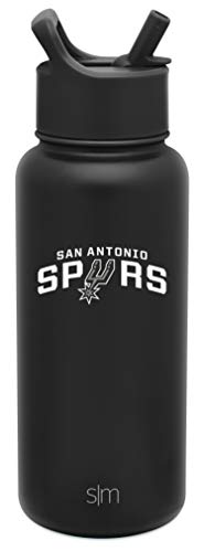 Simple Modern NBA San Antonio Spurs 32oz Water Bottle with Straw Lid Insulated Stainless Steel Summit - 757 Sports Collectibles