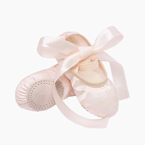 Stelle Girls Ballet Dance Shoes Satin Slippers Gymnastics Flats Split Sole with Ribbon (BP, 10MT) - 757 Sports Collectibles