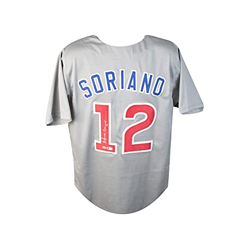 Alfonso Soriano Autographed Chicago Cubs Custom Gray Baseball Jersey - BAS COA - 757 Sports Collectibles