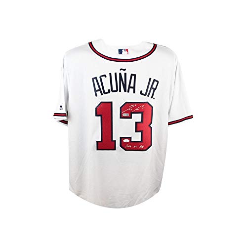 Ronald Acuna Jr 2018 NL ROY Autographed Atlanta Braves Majestic Baseball Jersey - JSA COA - 757 Sports Collectibles