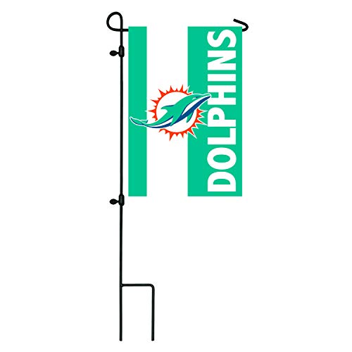 Team Sports America NFL Miami Dolphins Embroidered Logo Applique Garden Flag, 12.5 x 18 inches Indoor Outdoor Double Sided Decor for Football Fans - 757 Sports Collectibles