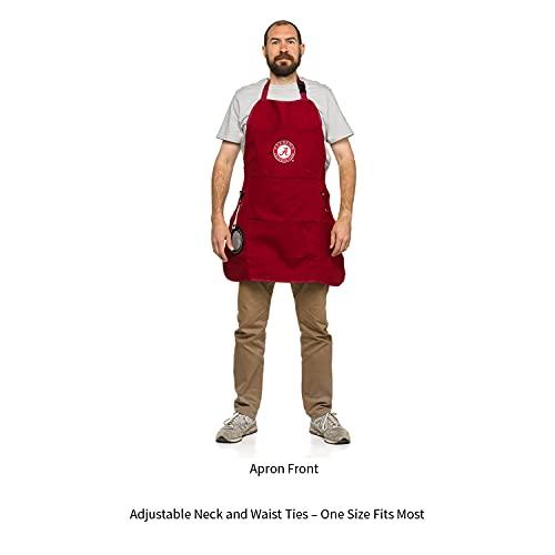 Team Sports America Collegiate University of Alabama Ultimate Grilling Apron Durable Cotton with Beverage Opener and Multi Tool For Football Fans Fathers Day and More - 757 Sports Collectibles