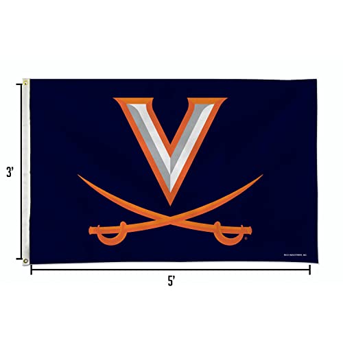 Rico Industries NCAA Virginia Cavaliers Primary 3' x 5' Banner Flag 3' x 5' Banner Flag Single Sided - Indoor or Outdoor - Home Décor - 757 Sports Collectibles