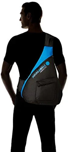 Pickleball Fanatic Sling Bag with Pockets for Paddles, Balls, Gear, and Water Bottle(Blue/Black) - 757 Sports Collectibles