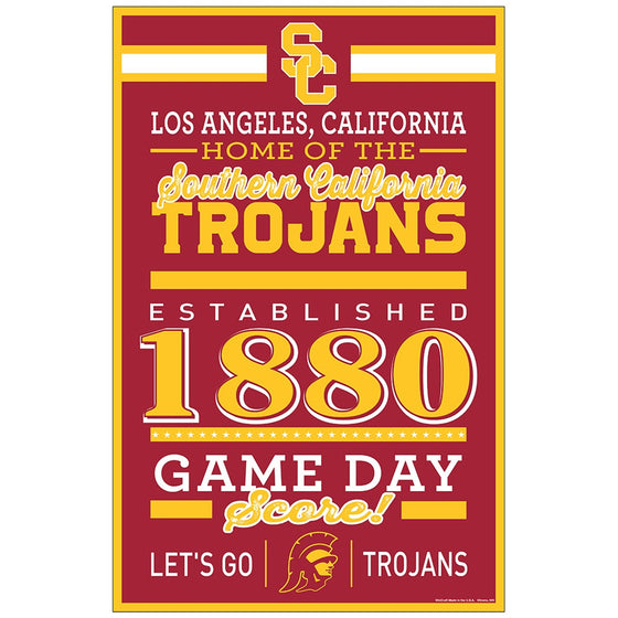 USC Trojans Sign 11x17 Wood Established Design - Special Order