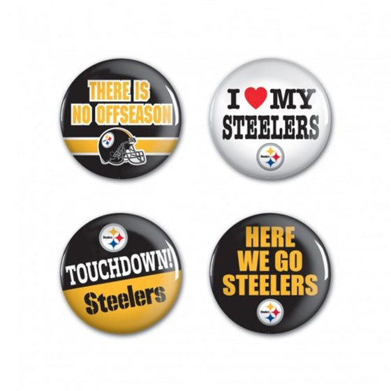 Pittsburgh Steelers Buttons 4 Pack - Special Order
