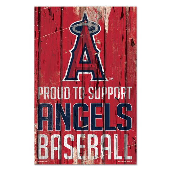 Los Angeles Angels Sign 11x17 Wood Proud to Support Design - Special Order