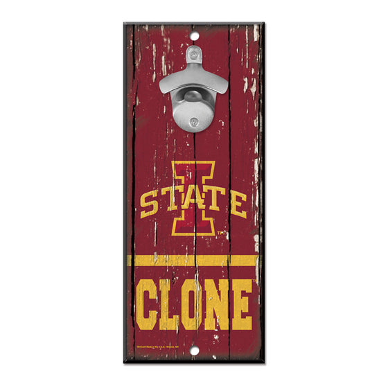 Iowa State Cyclones Sign Wood 5x11 Bottle Opener - Special Order
