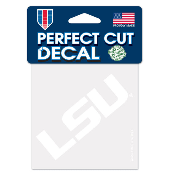 LSU Tigers Decal 4x4 Perfect Cut White - Special Order